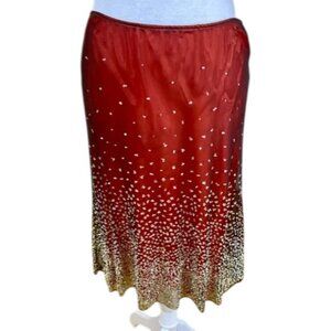Ruth Sequined Skirt Orange Red Mesh Overlay Y2K (M)